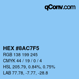 カラーコード: HEX #8AC7F5 | qconv.com