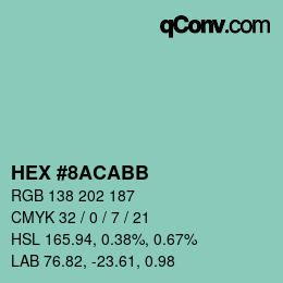 Color code: HEX #8ACABB | qconv.com