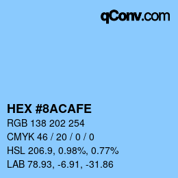 Color code: HEX #8ACAFE | qconv.com