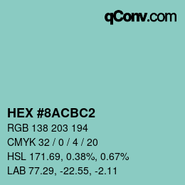 Color code: HEX #8ACBC2 | qconv.com