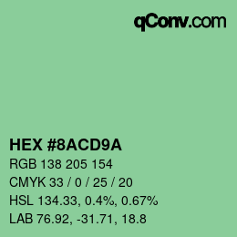 Farbcode: HEX #8ACD9A | qconv.com