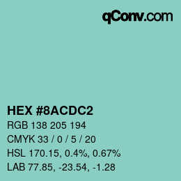 Color code: HEX #8ACDC2 | qconv.com