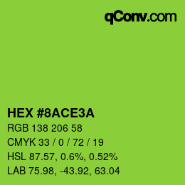 Color code: HEX #8ACE3A | qconv.com