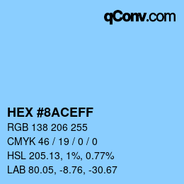 Color code: HEX #8ACEFF | qconv.com