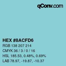 Color code: HEX #8ACFD6 | qconv.com