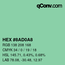 カラーコード: HEX #8AD0A8 | qconv.com