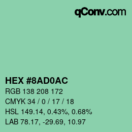 カラーコード: HEX #8AD0AC | qconv.com