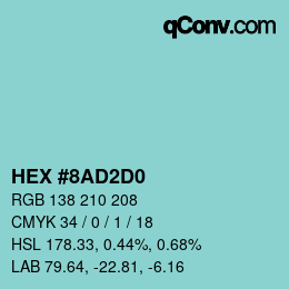 Color code: HEX #8AD2D0 | qconv.com
