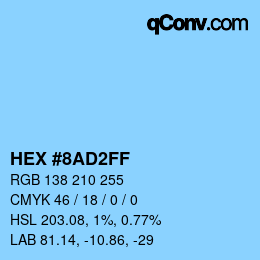 Color code: HEX #8AD2FF | qconv.com