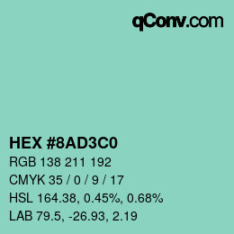 カラーコード: HEX #8AD3C0 | qconv.com