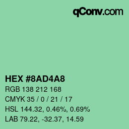 カラーコード: HEX #8AD4A8 | qconv.com