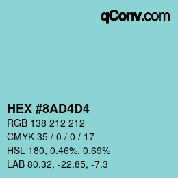 カラーコード: HEX #8AD4D4 | qconv.com