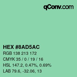 Color code: HEX #8AD5AC | qconv.com