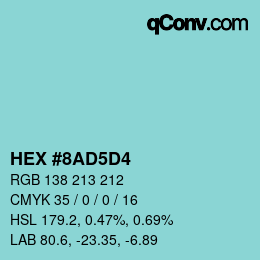 Color code: HEX #8AD5D4 | qconv.com