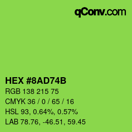 Color code: HEX #8AD74B | qconv.com