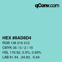 Color code: HEX #8AD8D4 | qconv.com