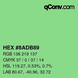 カラーコード: HEX #8ADB89 | qconv.com