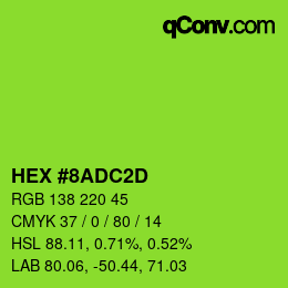 カラーコード: HEX #8ADC2D | qconv.com