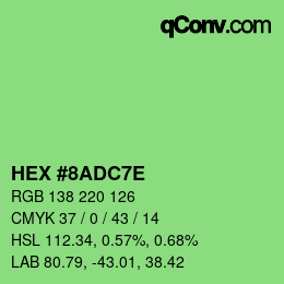 Color code: HEX #8ADC7E | qconv.com