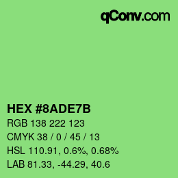Color code: HEX #8ADE7B | qconv.com