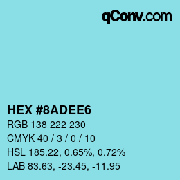 Código de color: HEX #8ADEE6 | qconv.com