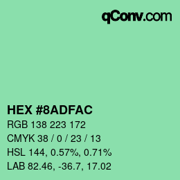 カラーコード: HEX #8ADFAC | qconv.com