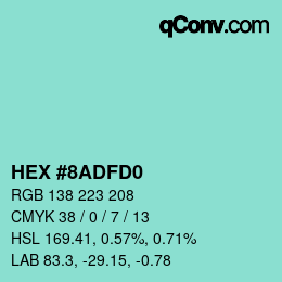 Color code: HEX #8ADFD0 | qconv.com