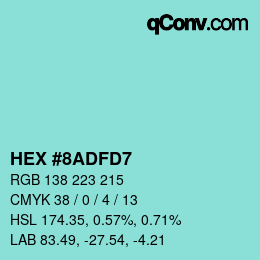 Color code: HEX #8ADFD7 | qconv.com