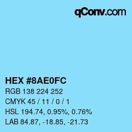 Color code: HEX #8AE0FC | qconv.com