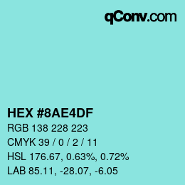 Color code: HEX #8AE4DF | qconv.com