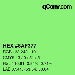 Farbcode: HEX #8AF377 | qconv.com