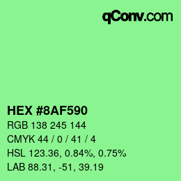颜色代码: HEX #8AF590 | qconv.com