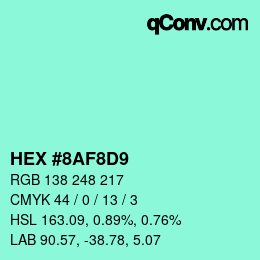 Color code: HEX #8AF8D9 | qconv.com