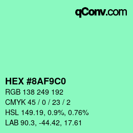 Color code: HEX #8AF9C0 | qconv.com