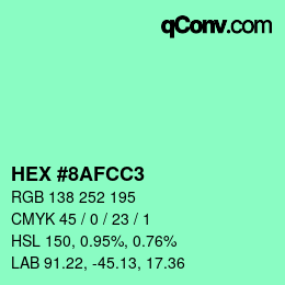 Color code: HEX #8AFCC3 | qconv.com