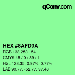 カラーコード: HEX #8AFD9A | qconv.com
