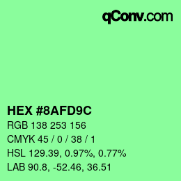 Farbcode: HEX #8AFD9C | qconv.com