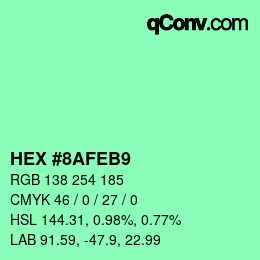 Color code: HEX #8AFEB9 | qconv.com