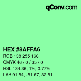 Color code: HEX #8AFFA6 | qconv.com
