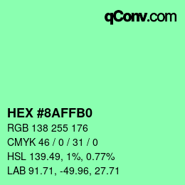 カラーコード: HEX #8AFFB0 | qconv.com