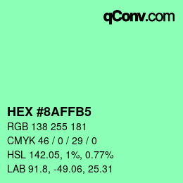 Color code: HEX #8AFFB5 | qconv.com