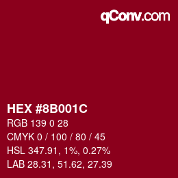 Color code: HEX #8B001C | qconv.com
