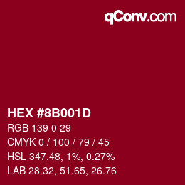 Color code: HEX #8B001D | qconv.com