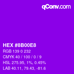 Color code: HEX #8B00E8 | qconv.com