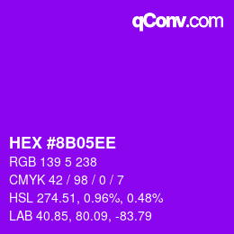Color code: HEX #8B05EE | qconv.com