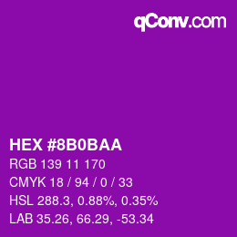 颜色代码: HEX #8B0BAA | qconv.com