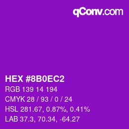 Color code: HEX #8B0EC2 | qconv.com