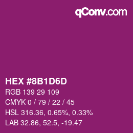 Color code: HEX #8B1D6D | qconv.com