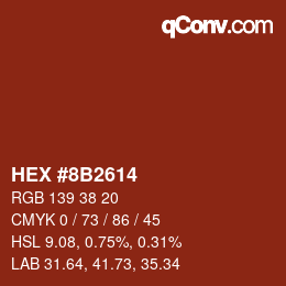 Código de color: HEX #8B2614 | qconv.com