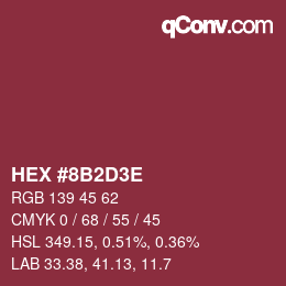 Color code: HEX #8B2D3E | qconv.com